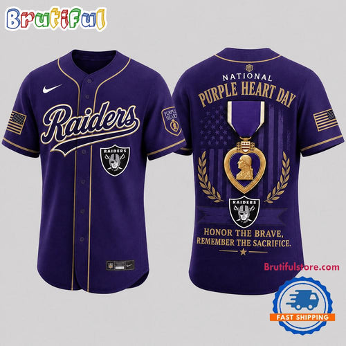 Las Vegas Raiders 2026 NFL Purple Heart Day Baseball Jersey Shirt