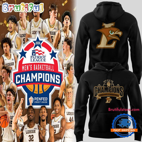 Lehigh Mountain Hawks Men’s Basketball 2026 Patriot League Champions Limited Edition Black Hoodie T-Shirt