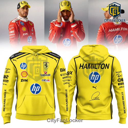 Lewis Hamilton Ferrari 2026 Collection Yellow Hoodie