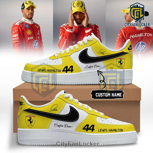 Lewis Hamilton Ferrari Yellow Custom Name Air Force 1 Sneakers