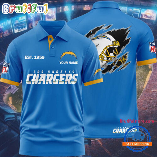 Los Angeles Chargers Est. 1959 Football Helmet Blue Polo Shirt