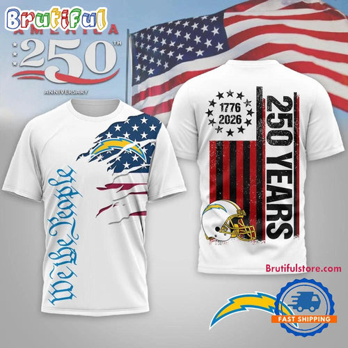 Los Angeles Chargers NFL We The People USA 250th Anniversary White T Shirt