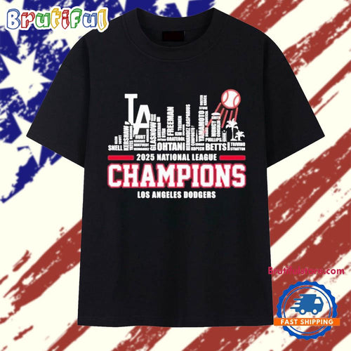 Los Angeles Dodgers 2025 National League Champions Skyline Name T Shirt