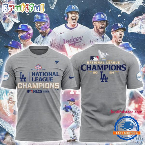 Los Angeles Dodgers Fanatics Heather Gray 2024 National League Champions T Shirt