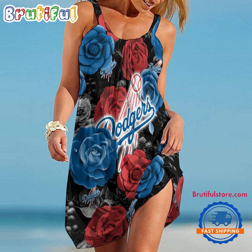 Los Angeles Dodgers Flower Women’s Summer Beach Sling Dress