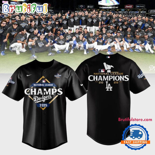 Los Angeles Dodgers National League Champions 2025 Black Jersey Shirt