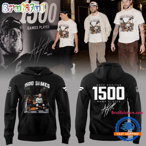 Los Angeles Kings Anze Kopitar 1500 Game Play Black Hoodie T-Shirt