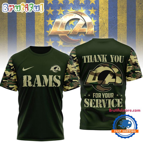 Los Angeles Rams 2026 NFL Camouflage Thank You For Service Limited 3D Shirt