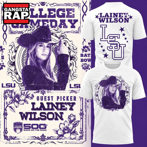 LSU Tigers Football x Lainey Wilson College Game Day 2026 White 3D Shirt