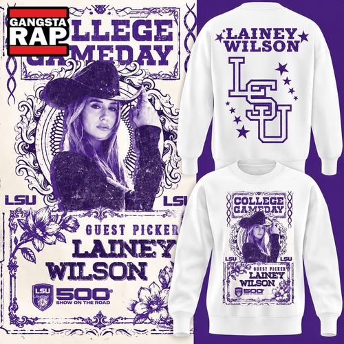 LSU Tigers Football x Lainey Wilson College GameDay 2026 White Sweatshirt