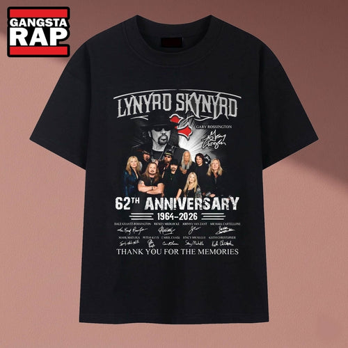 Lynyrd Skynyrd 62th Anniversary 1964 2026 Band Signatures T Shirt, Music 2D Shirt