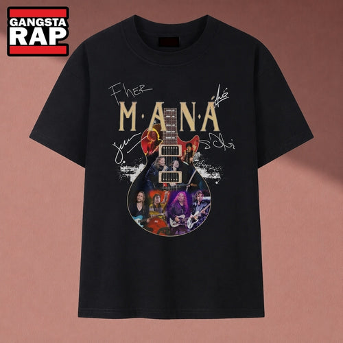 Mana Rock En Espanol Band Guitar Signatures Vintage T Shirt , Music 2D Shirt