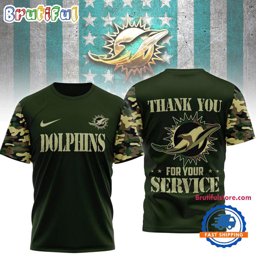 Miami Dolphins 2026 NFL Camouflage Thank You For Service Limited 3D Shirt