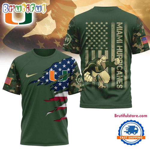 Miami Hurricanes 2025 NCAA Veteran Limited 3D Shirt