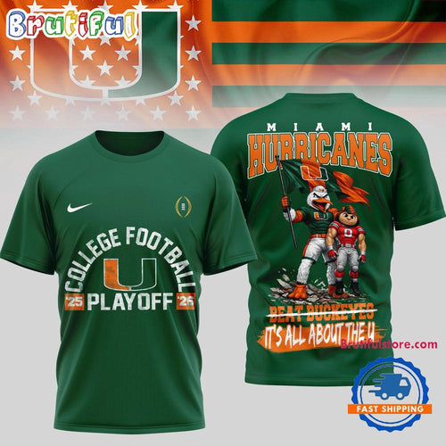 Miami Hurricanes 2025-26 NCAA College Football Playoffs 3D Shirt