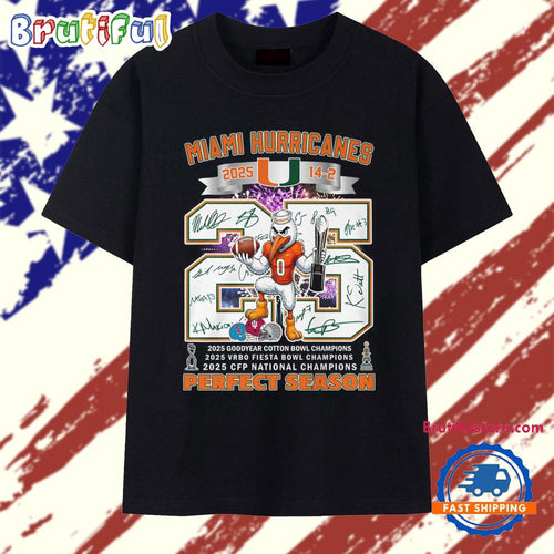 Miami Hurricanes 2026 Football Undefeated 14-2 Perfect Season National Champions Mascot Vintage T Shirt