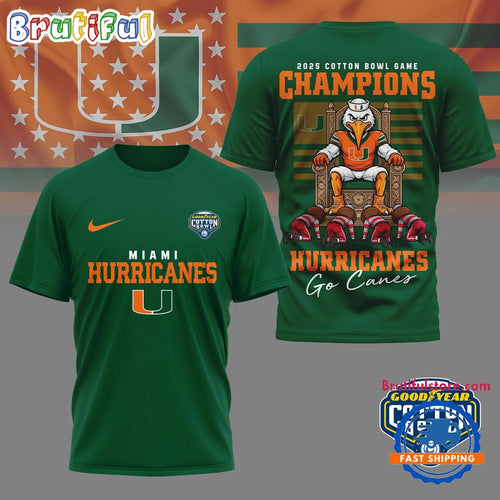 Miami Hurricanes NCAA 2025 Cotton Bowl Game Champions Mascot T Shirt