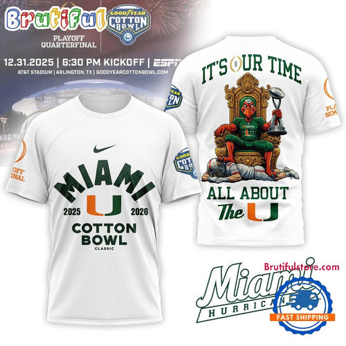 Miami Hurricanes NCAA 2025-2026 Cotton Bowl Champions Special New White T Shirt
