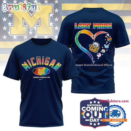 Michigan Wolverines 2025 NCAA National Coming Out Day LGBT Pride Unisex 3D Shirt