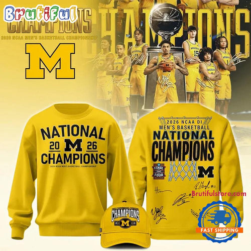 Michigan Wolverines 2026 NCAA Men’s Basketball National Champions Yellow Hoodie T-Shirt