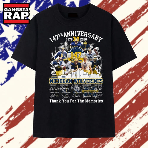 Michigan Wolverines Football 147th Anniversary 1879 2026 Legends Signatures T Shirt