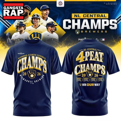Milwaukee Brewers 4 TIME CONSECUTIVE NL CENTRAL CHAMPIONS 2026Win Our Way T Shirt