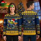 Milwaukee Brewers Baby Yoda Christmas Lights Ugly Christmas Sweater