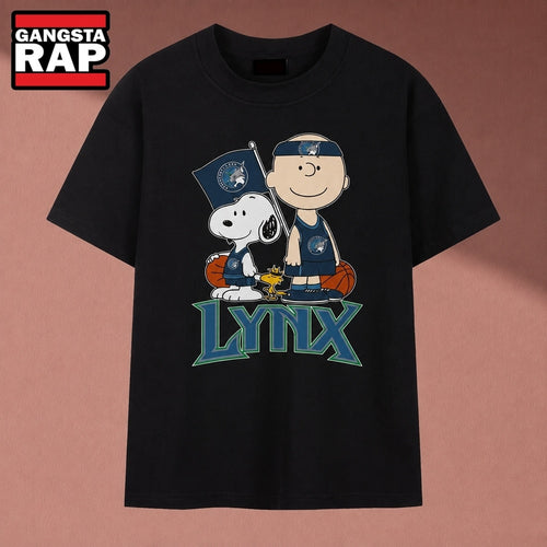 Minnesota Lynx Charlie Brown & Snoopy WNBA Basketball T Shirt, Music 2D Shirt
