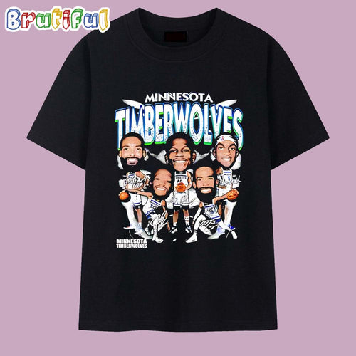 Minnesota Timberwolves All Team Caricature Signature T Shirt
