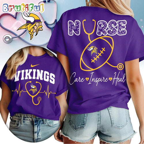 Minnesota Vikings 2026 NFL Nurse Care Inspire Heal Unisex 3D Shirt