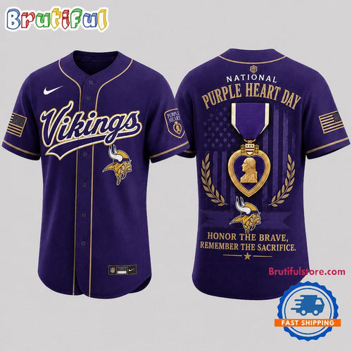 Minnesota Vikings 2026 NFL Purple Heart Day Baseball Jersey Shirt