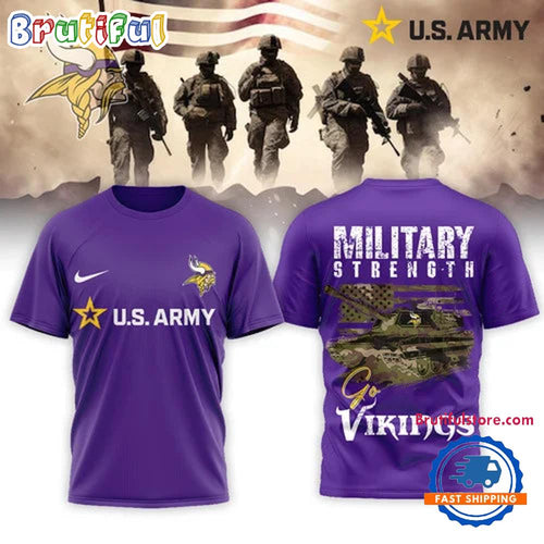 Minnesota Vikings 2026 NFL US Army Military Strength Limited 3D Shirt