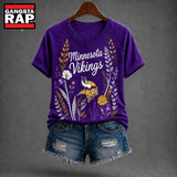 Minnesota Vikings NFL Floral Garden V Neck T Shirt