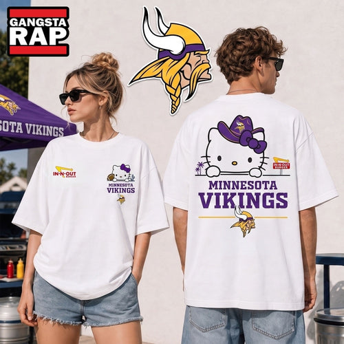 Minnesota Vikings NFL Kitty Burger Game Day Unisex 3D Shirt, Football New Design Shirt