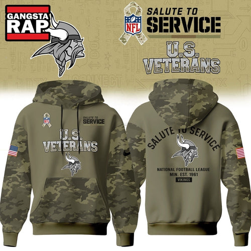Minnesota Vikings NFL US Veterans Salute To Service 2026 Hoodie Shirt, Football New Design Shirt