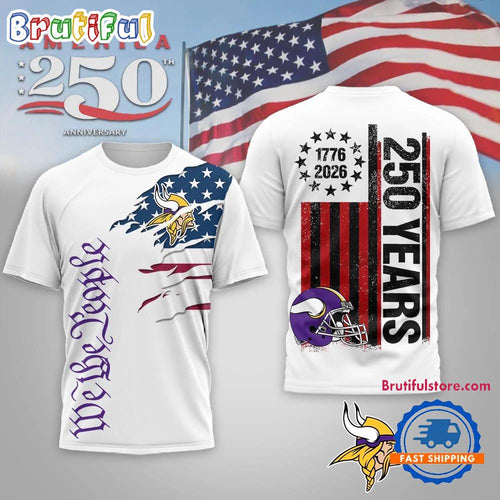 Minnesota Vikings NFL We The People USA 250th Anniversary White T Shirt