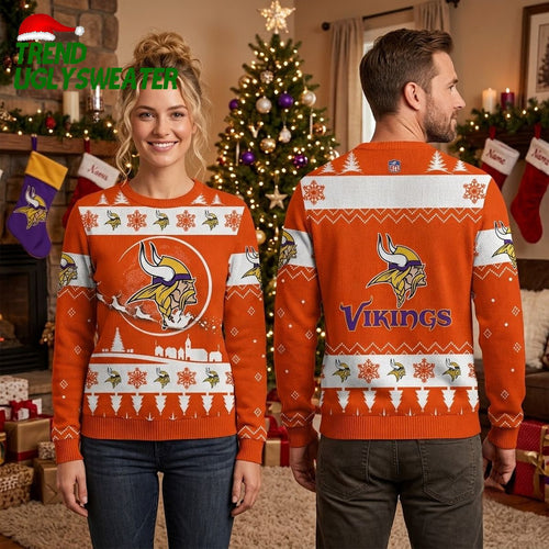 Minnesota Vikings Norseman Mascot Christmas Pattern Ugly Christmas Sweater