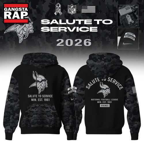 Minnesota Vikings Salute to Service Camo 2026 Black Hoodie