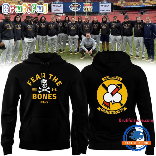 Navy Midshipmen Special New Sluggers 103 Fear The Bones Navy Football Hoodie