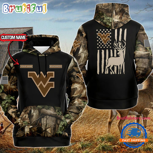 NCAA West Virginia Mountaineers Sporty Camo Hunting Style Hoodie, Sweatshirt, TShirt