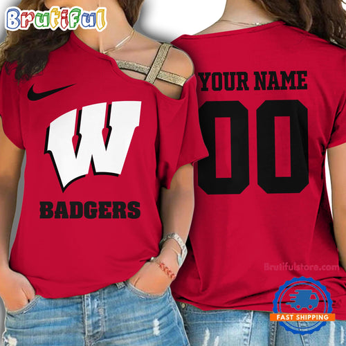 NCAA Wisconsin Badgers Special Sport Team Custom Women’s One Shoulder Shirt