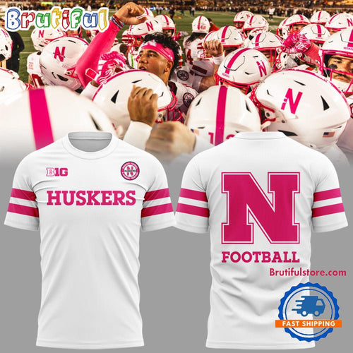 Nebraska Cornhuskers Football 2025 Breast Cancer Awareness T Shirt