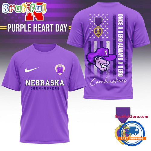 Nebraska Cornhuskers NCAA National Purple Heart Day Unisex 3D Shirt