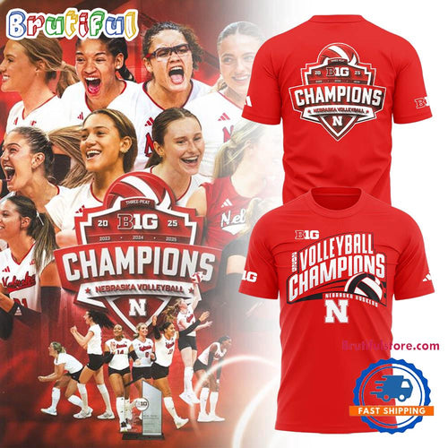 Nebraska Cornhuskers Volleyball 2025 Champions Limited Edition Red T Shirt