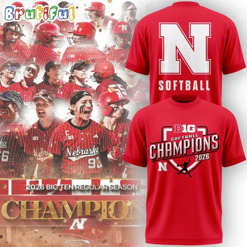 Nebraska Huskers Softball 2026 BIG TEN REGULAR SEASON CHAMPIONS New Design T Shirt