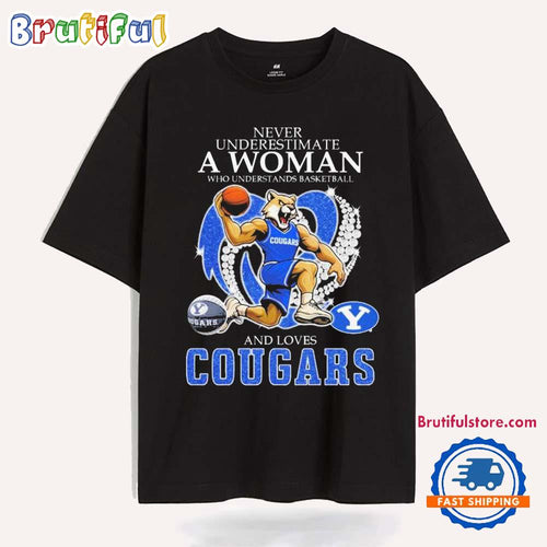 Never Underestimate A Nurse Who Understands Basketball And Loves BYU Cougars Mascot Diamond Heart T Shirt