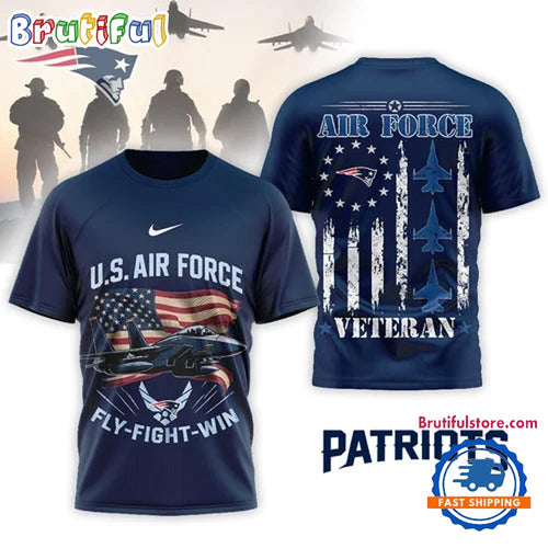 New England Patriots 2026 NFL Air Force Veteran Special New 3D Shirt