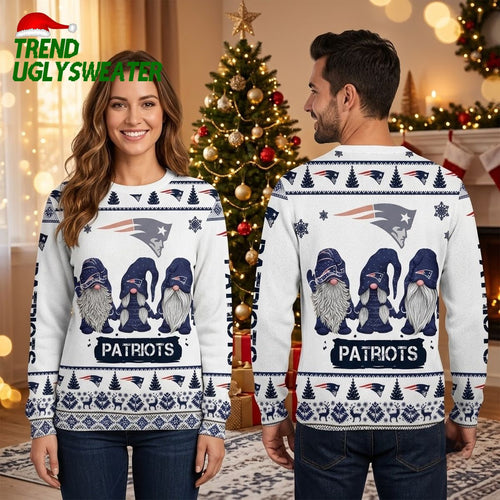 New England Patriots Christmas Gnomes Ugly Christmas Sweater