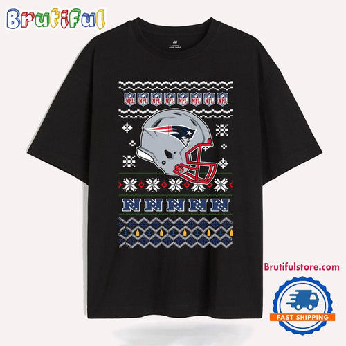 New England Patriots Football Logo Team Helmet Merry Chritmas 2024 T Shirt