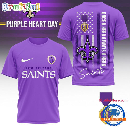 New Orleans Saints National Purple Heart Day Limited Edition 3D Shirt